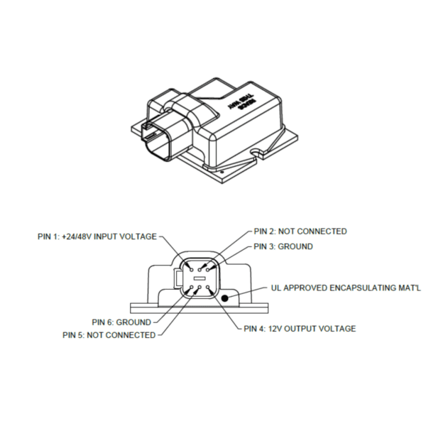 DC to DC Converter 24-48 Volt Input, 13.5 Volt, 120 Watt, 10 Amp Output Voltage Reducer | SKU 11-13D010T50-00